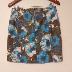 Anthropologie Postmark Watercolor floral Corduroy  skirt Size 6 Grunge